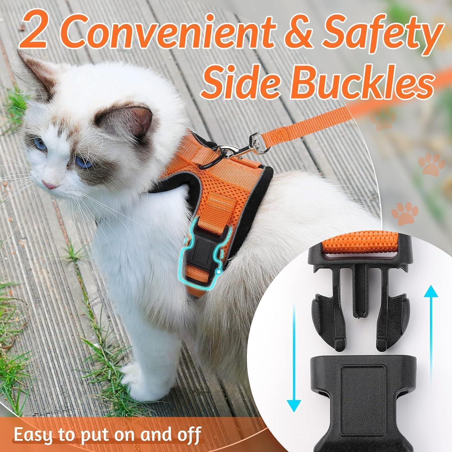 Rabbitgoo Adjustable Cat Harness and Leash Set - Orange