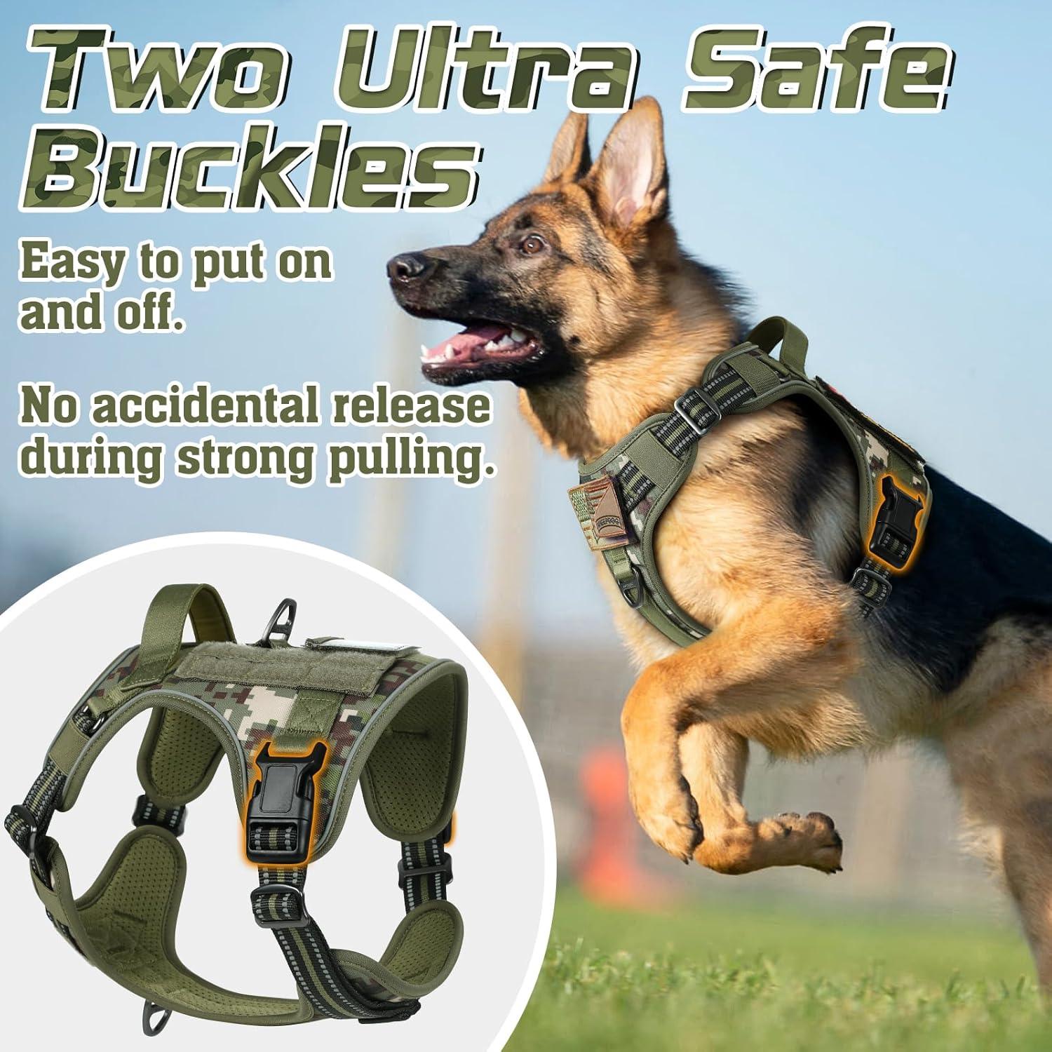 Camo Escape Proof Tactical Dog Vest Harness - Green camo