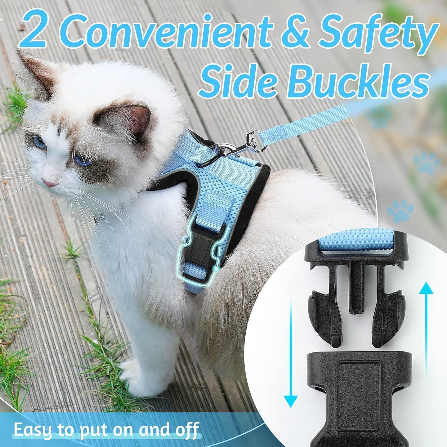 Rabbitgoo Adjustable Cat Harness and Leash Set - Light Blue