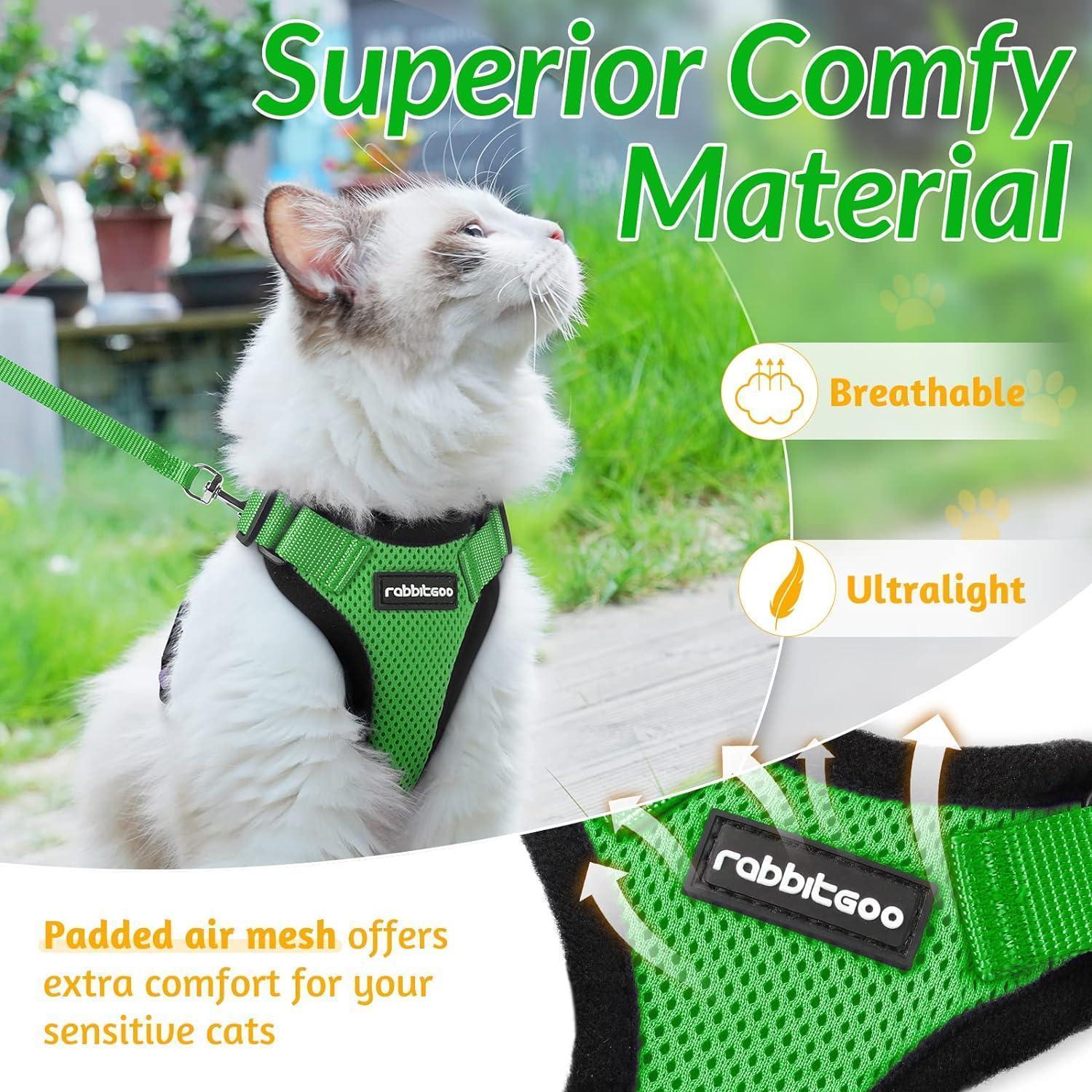 Rabbitgoo Adjustable Cat Harness and Leash Set - Grass Green