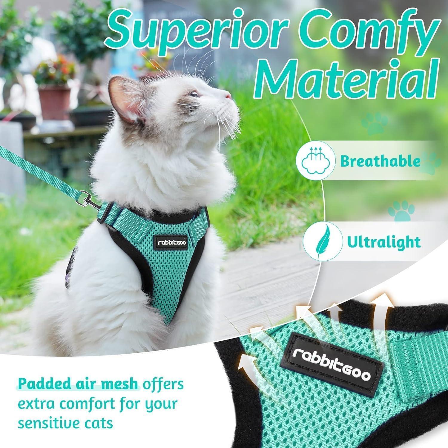 Rabbitgoo Adjustable Cat Harness and Leash Set - Emerald