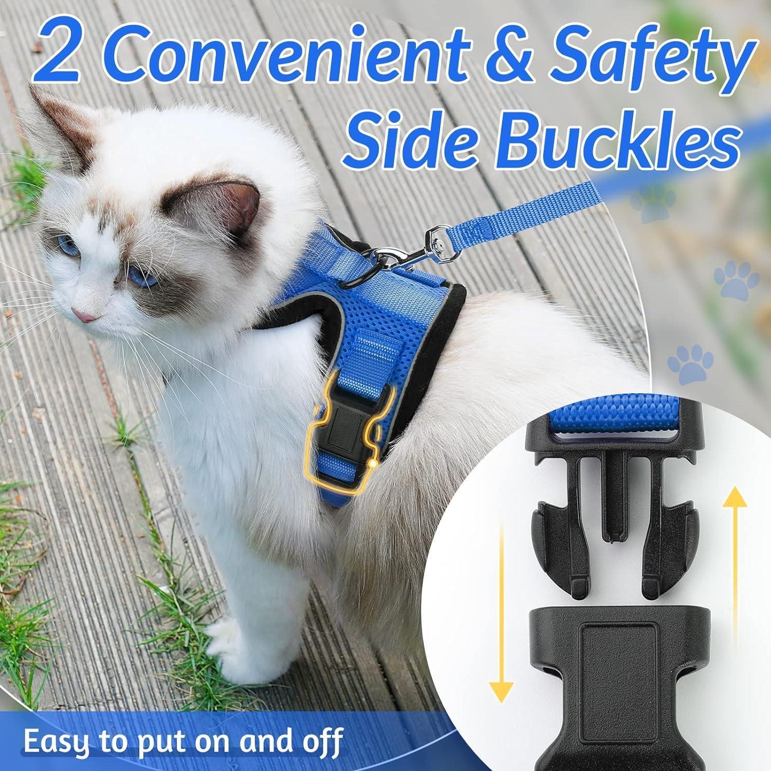 Rabbitgoo Adjustable Cat Harness and Leash Set - Navy Blue