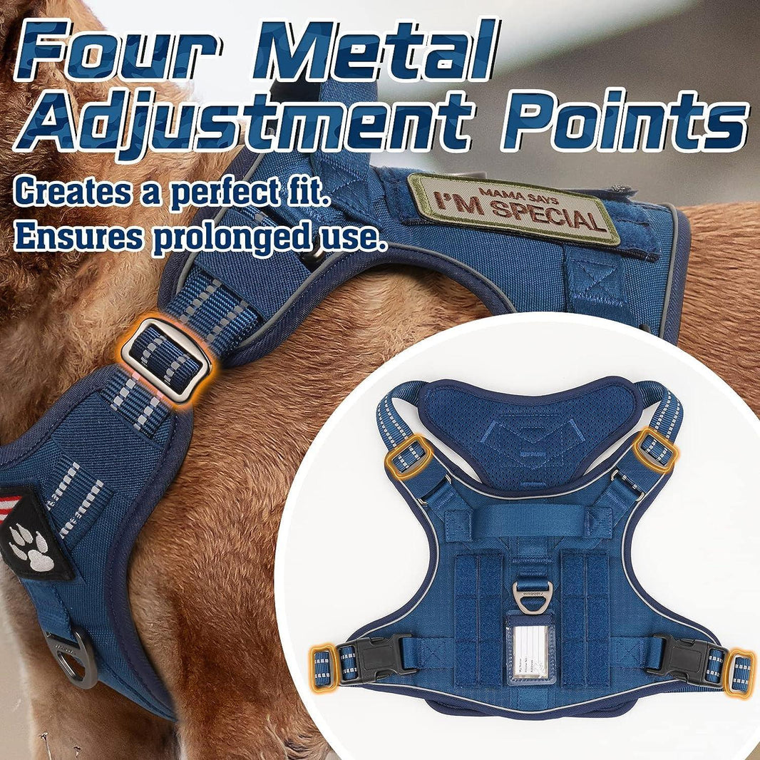 Solid Escape Proof Tactical Dog Vest Harness - Blue
