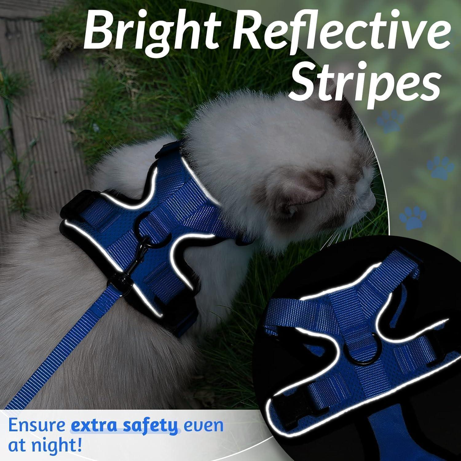 Rabbitgoo Adjustable Cat Harness and Leash Set - Navy Blue