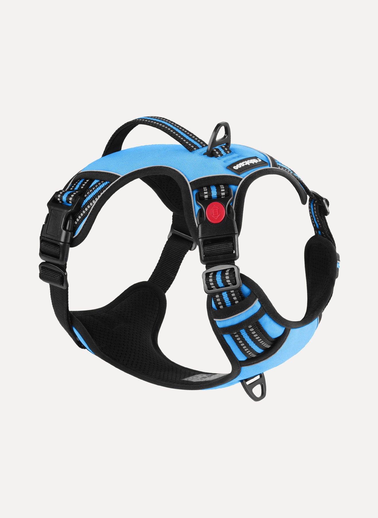 Adjustable Reflective Dog Harness with 3 Buckles - Blue 