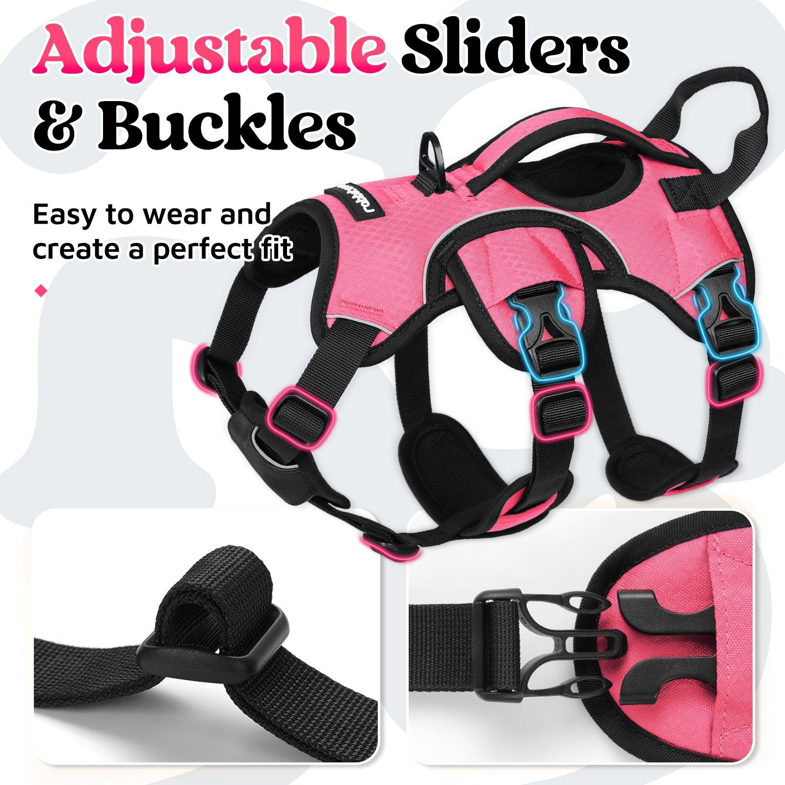 Rabbitgoo Large Dog Harness with Handle for Lifting - Pink