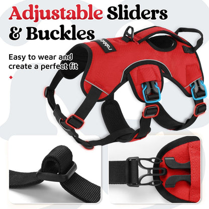Rabbitgoo Large Dog Harness with Handle for Lifting - Red