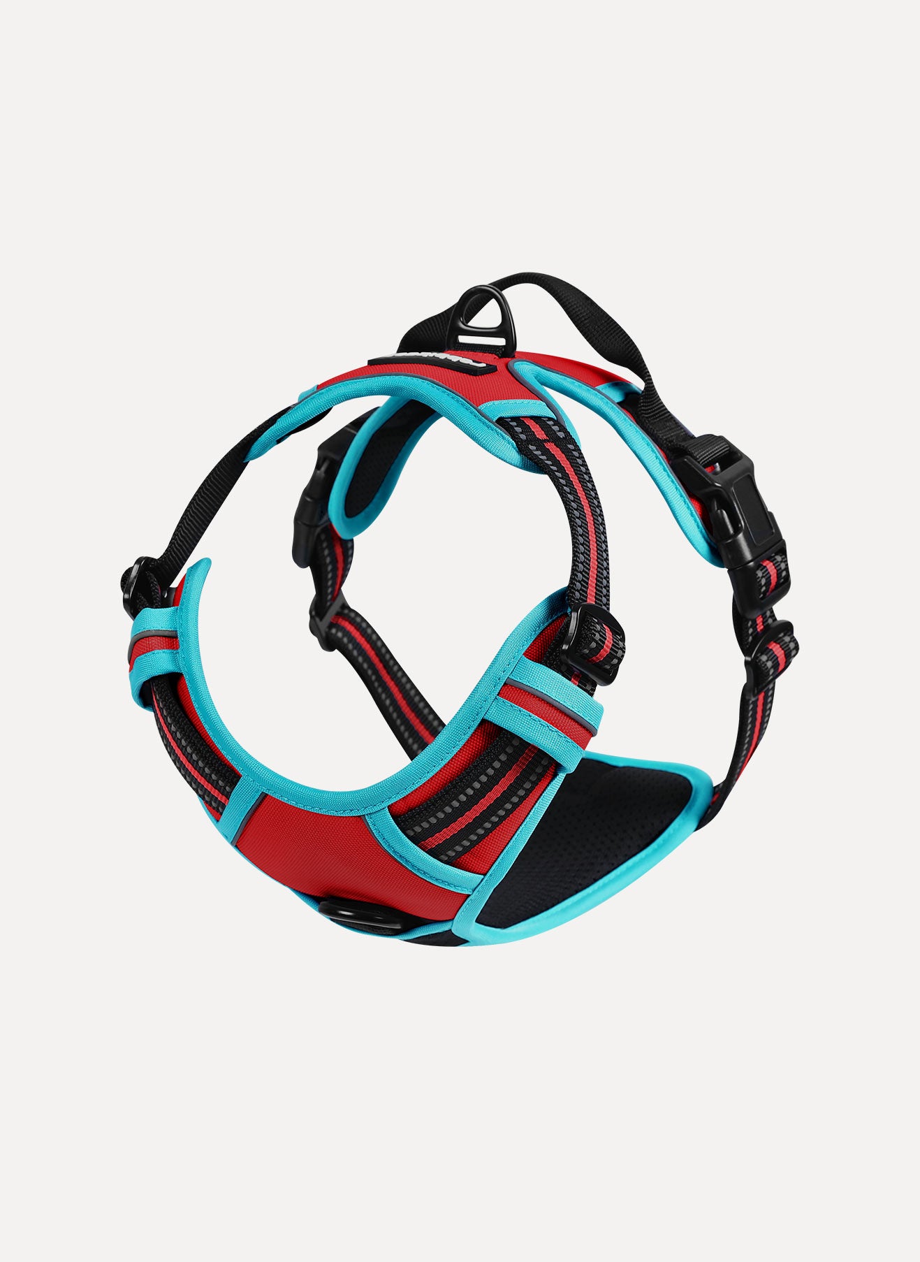 Rabbitgoo Multicolored No Pull Dog Harness - Red & Teal 