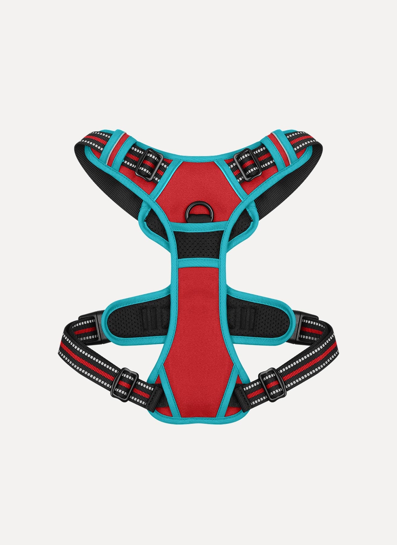 Rabbitgoo Multicolored No Pull Dog Harness - Red & Teal 