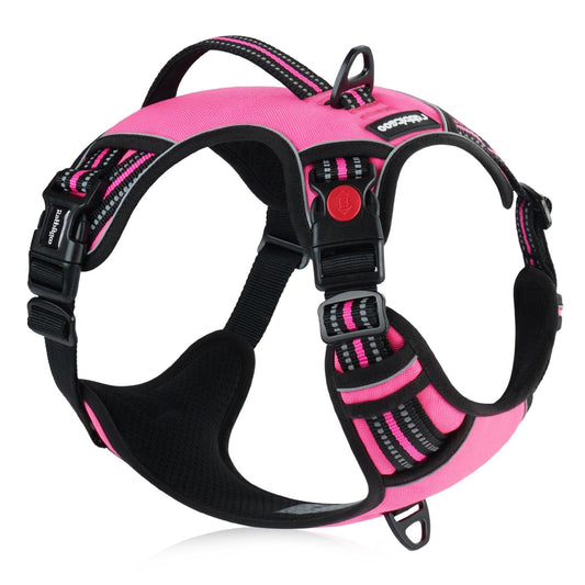 Adjustable Reflective Dog Harness with 3 Buckles - Pink