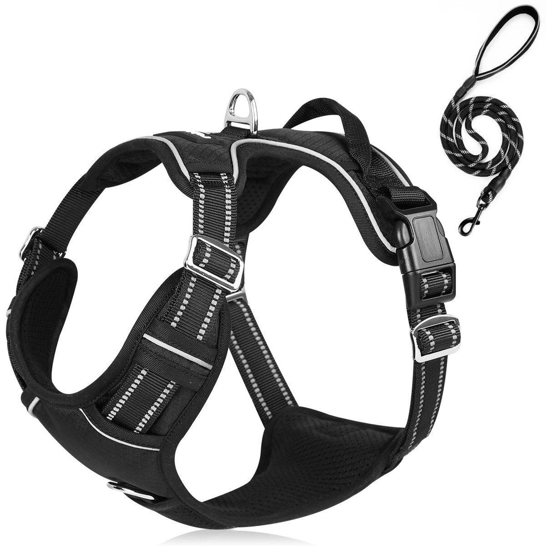 No Pull Dog Harness and Leash Set - Black / S