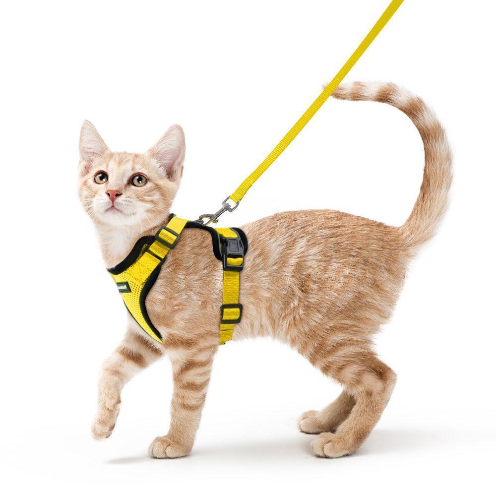 Rabbitgoo Adjustable Cat Harness and Leash Set - Yellow