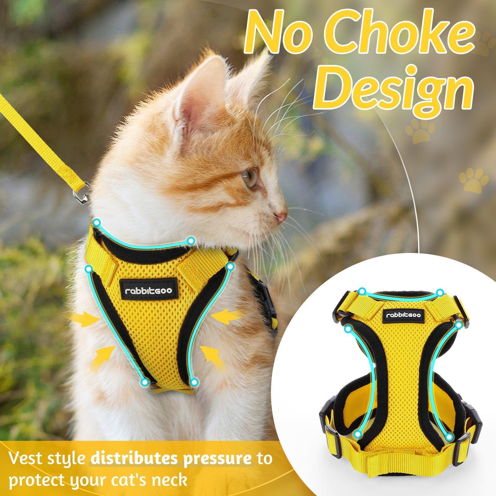Rabbitgoo Adjustable Cat Harness and Leash Set - Yellow