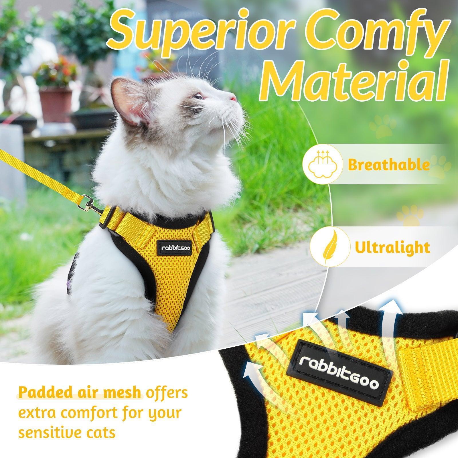 Rabbitgoo Adjustable Cat Harness and Leash Set - Yellow