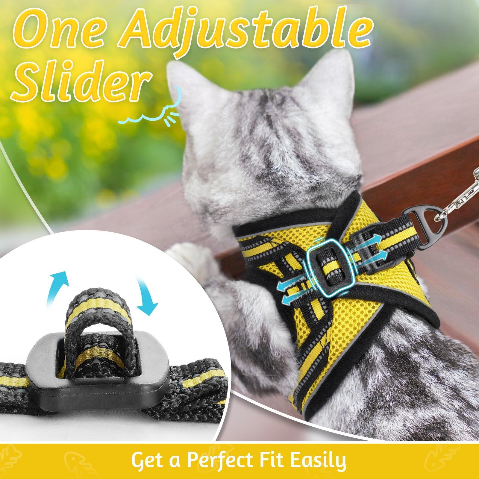 Rabbitgoo Escape Proof Cat Harness and Leash Set, with Reflective Strip - Yellow