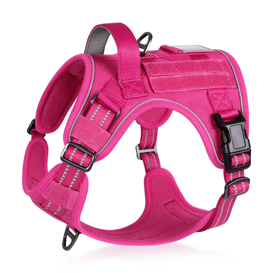 Colorful Escape Proof Tactical Dog Vest Harness - Rose Red