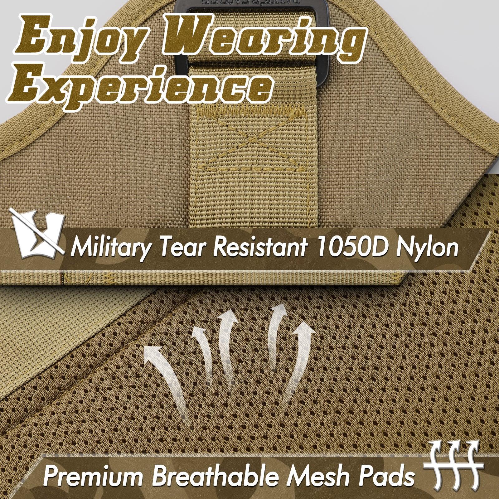 PAWTRENDER Tactical Dog Harness for Large Dogs - Tan 