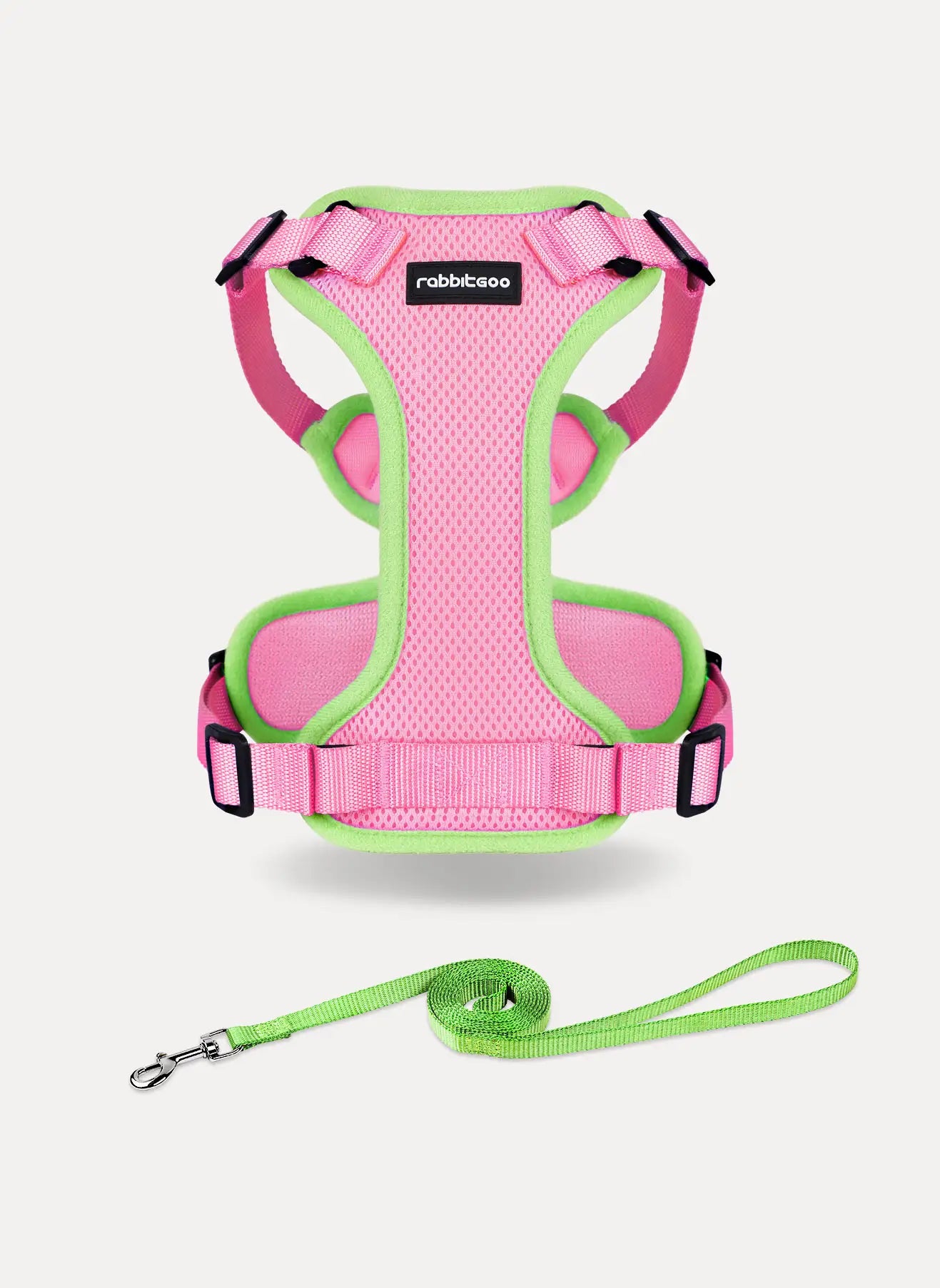 Rabbitgoo 2-tone Adjustable cat harness and leash set - Pink & Light Green
