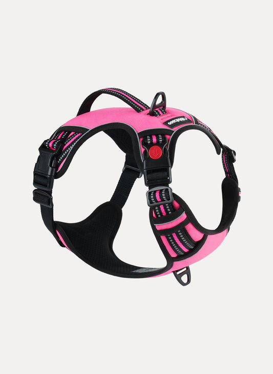 Adjustable Reflective Dog Harness with 3 Buckles - Pink