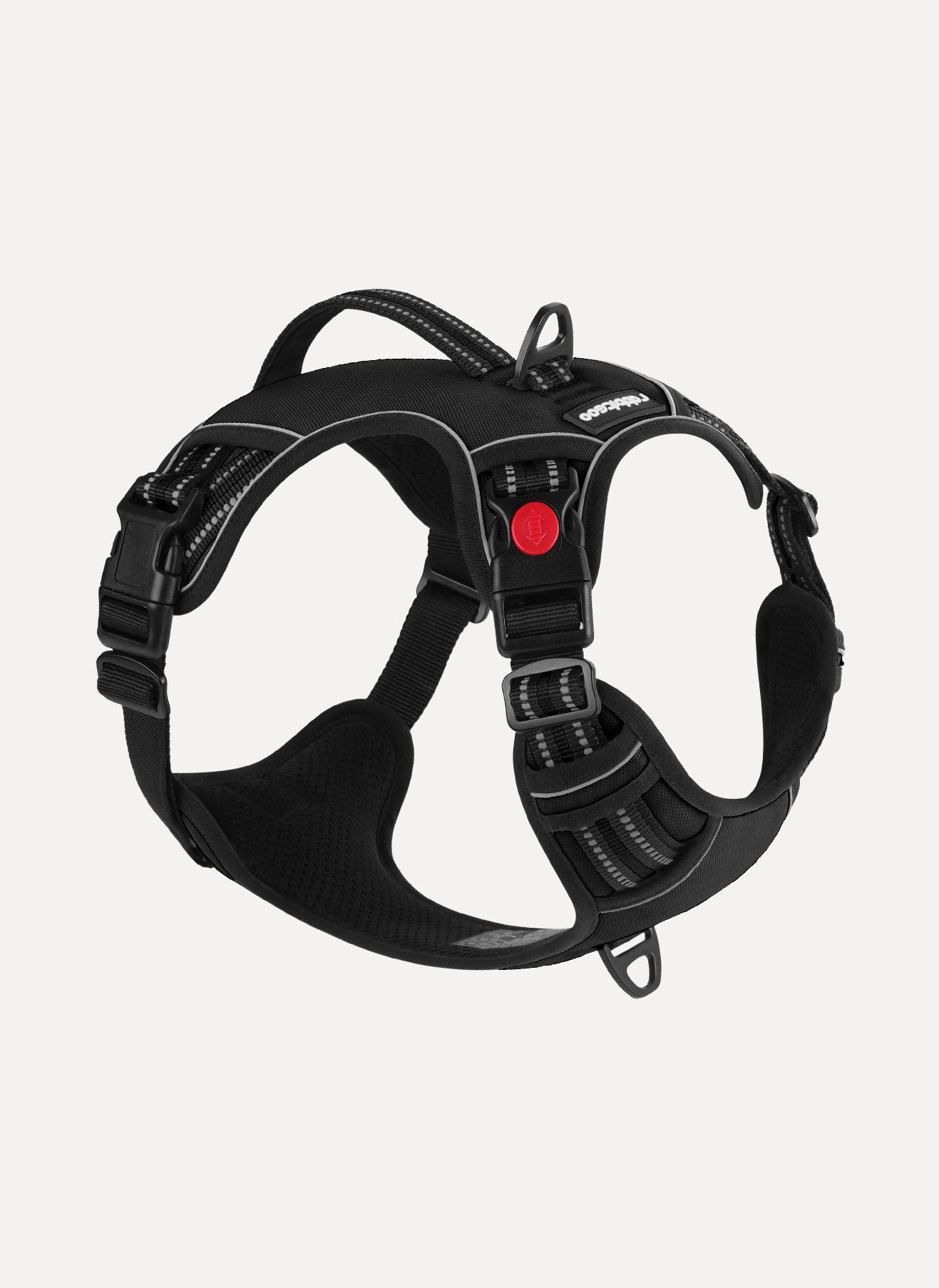 Adjustable Reflective Dog Harness with 3 Buckles - Black 