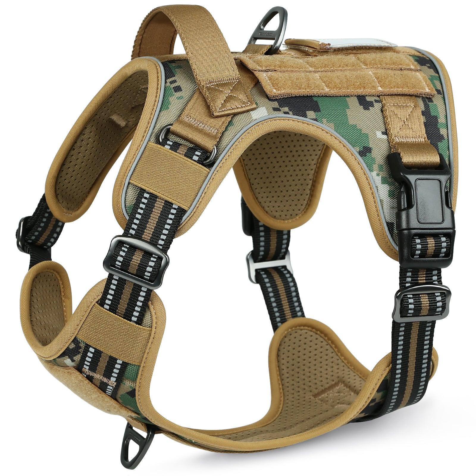 Camo Escape Proof Tactical Dog Vest Harness - Brown camo