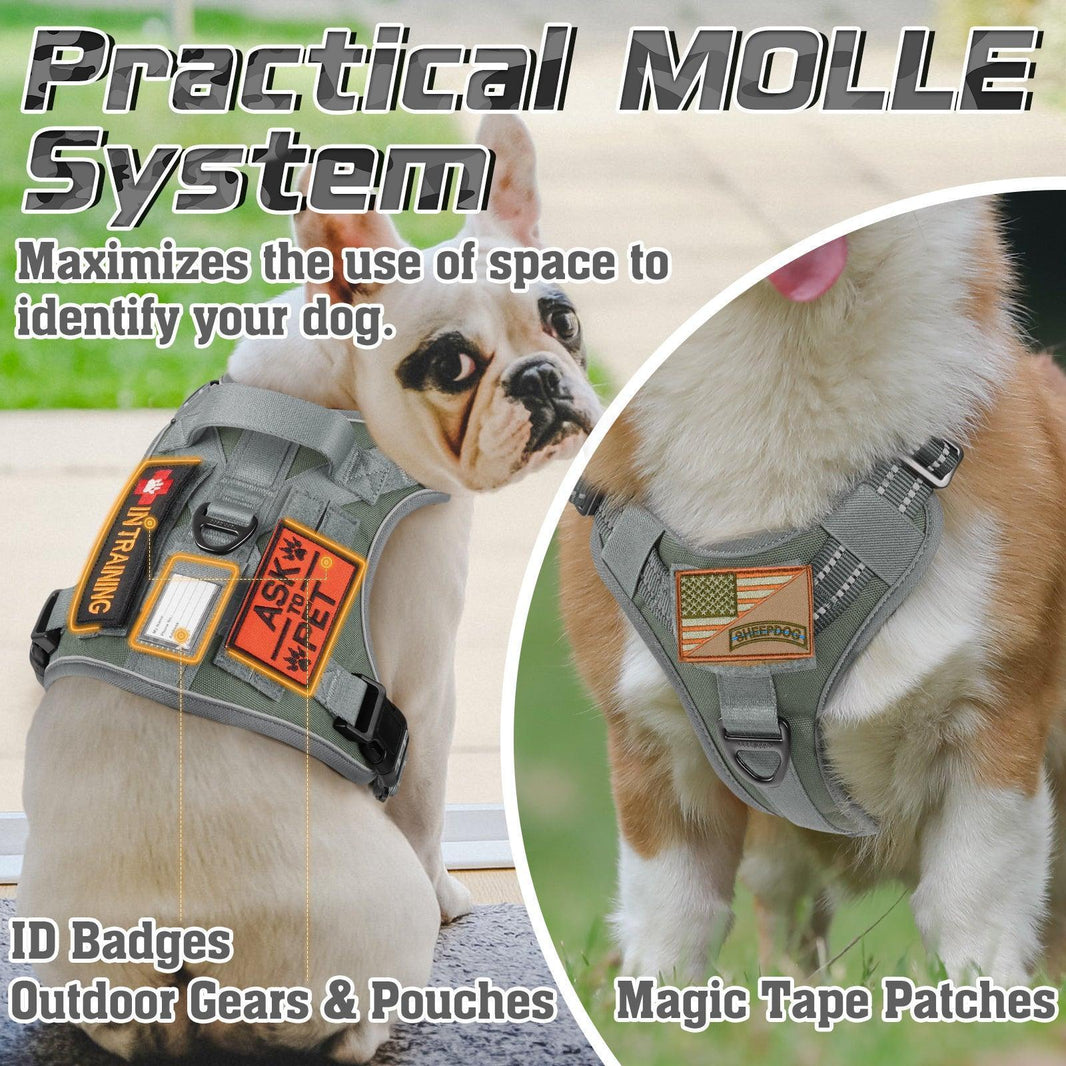 Solid Escape Proof Tactical Dog Vest Harness - Grey