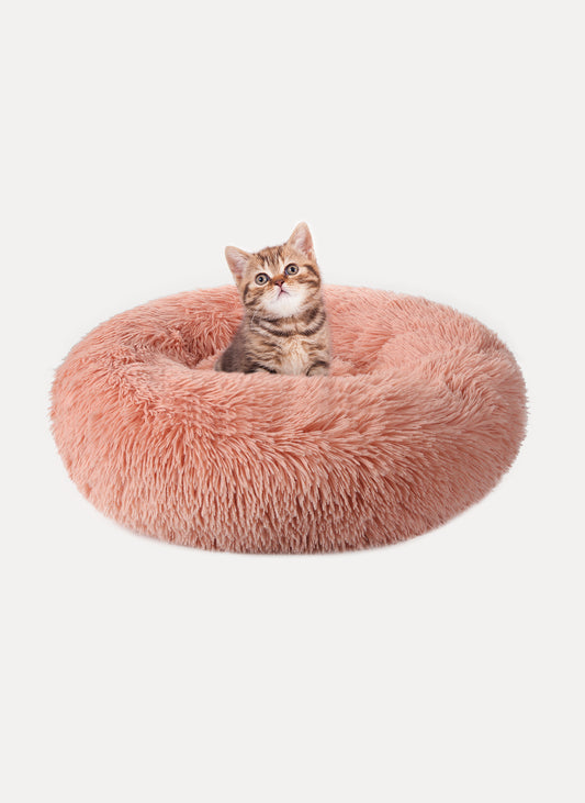 Soft Plush 20'' Donut Pet Bed - Pink 