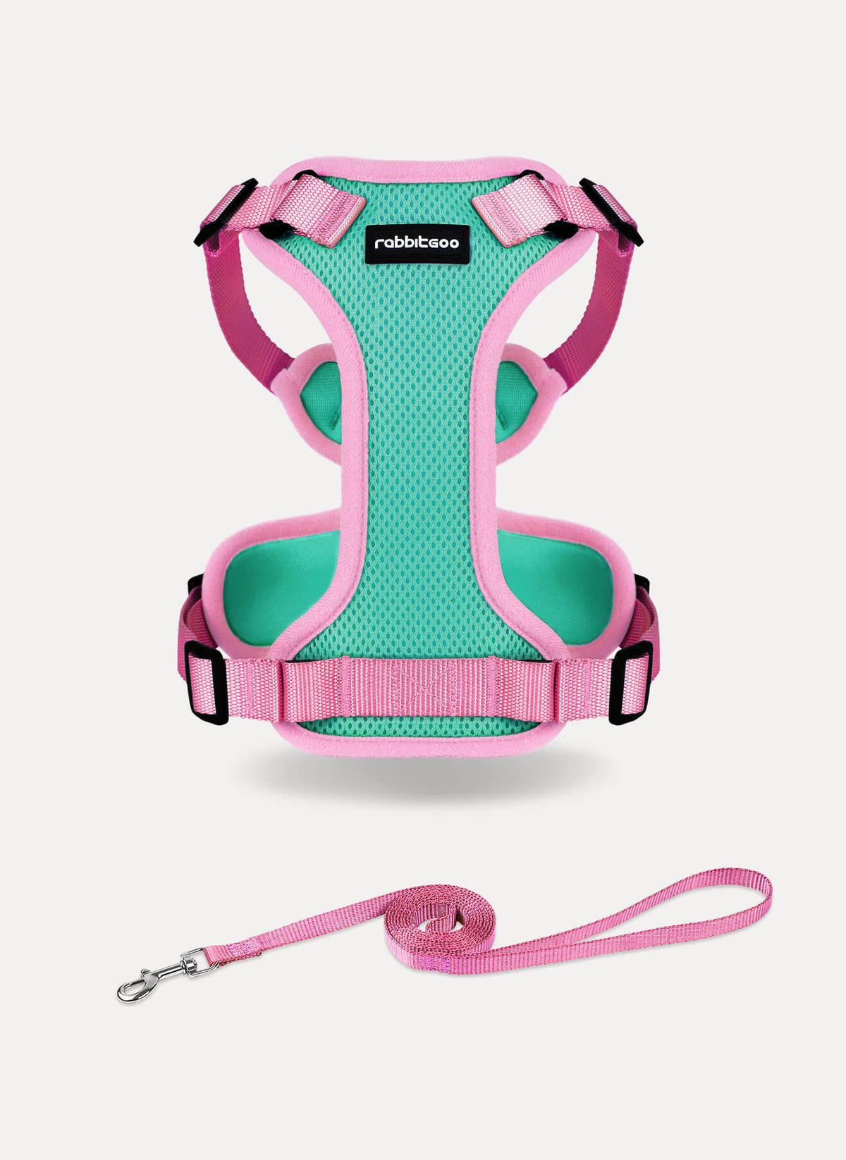Rabbitgoo 2-tone Adjustable cat harness and leash set - Green & Pink