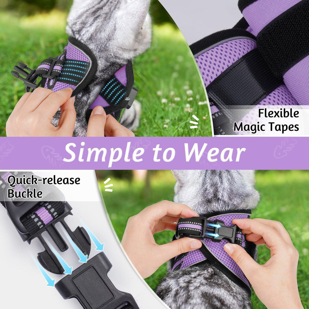 Rabbitgoo Escape Proof Cat Harness and Leash Set - Light Purple