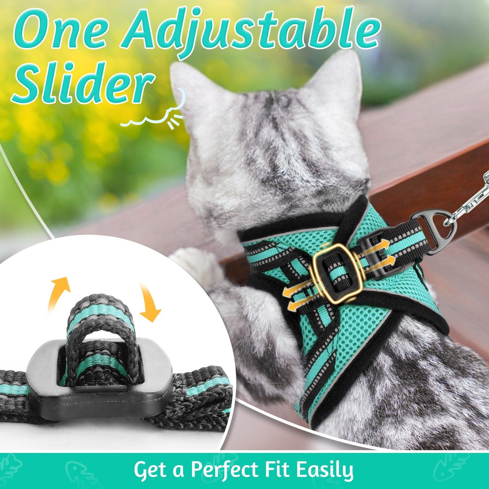 Rabbitgoo Escape Proof Cat Harness and Leash Set, with Reflective Strip - Turquoise