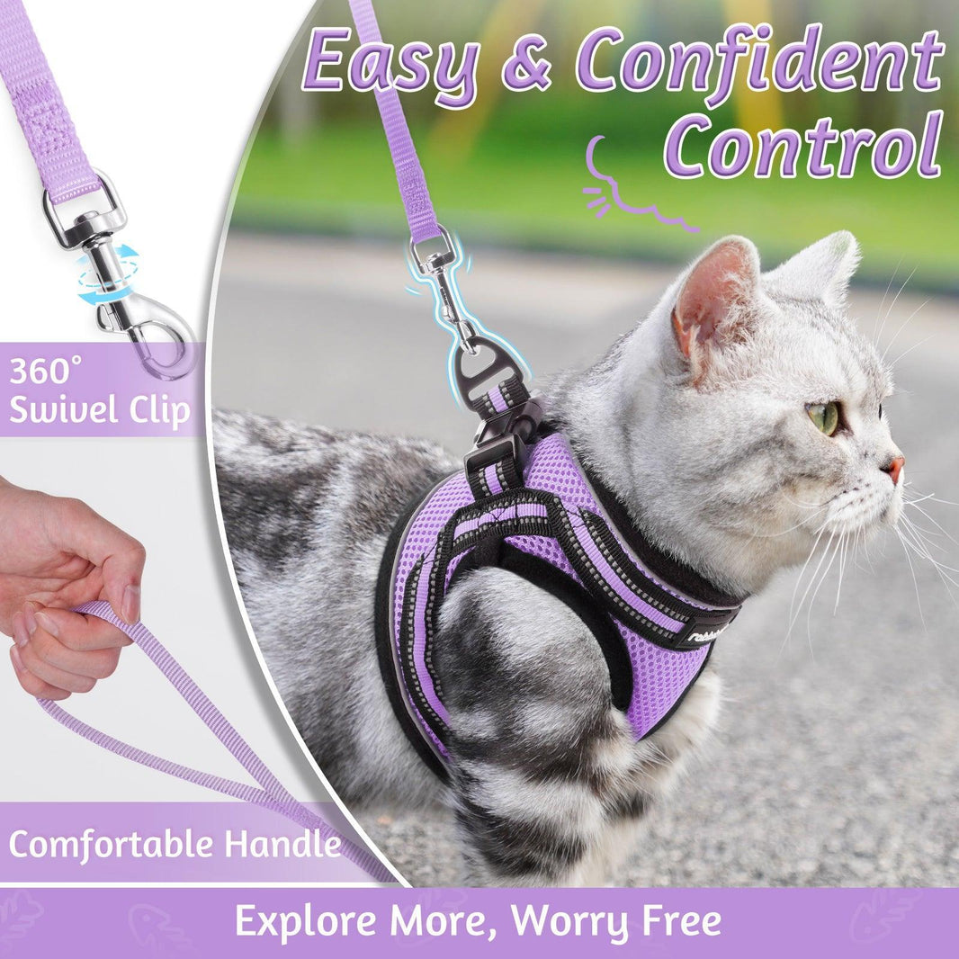 Rabbitgoo Escape Proof Cat Harness and Leash Set - Light Purple