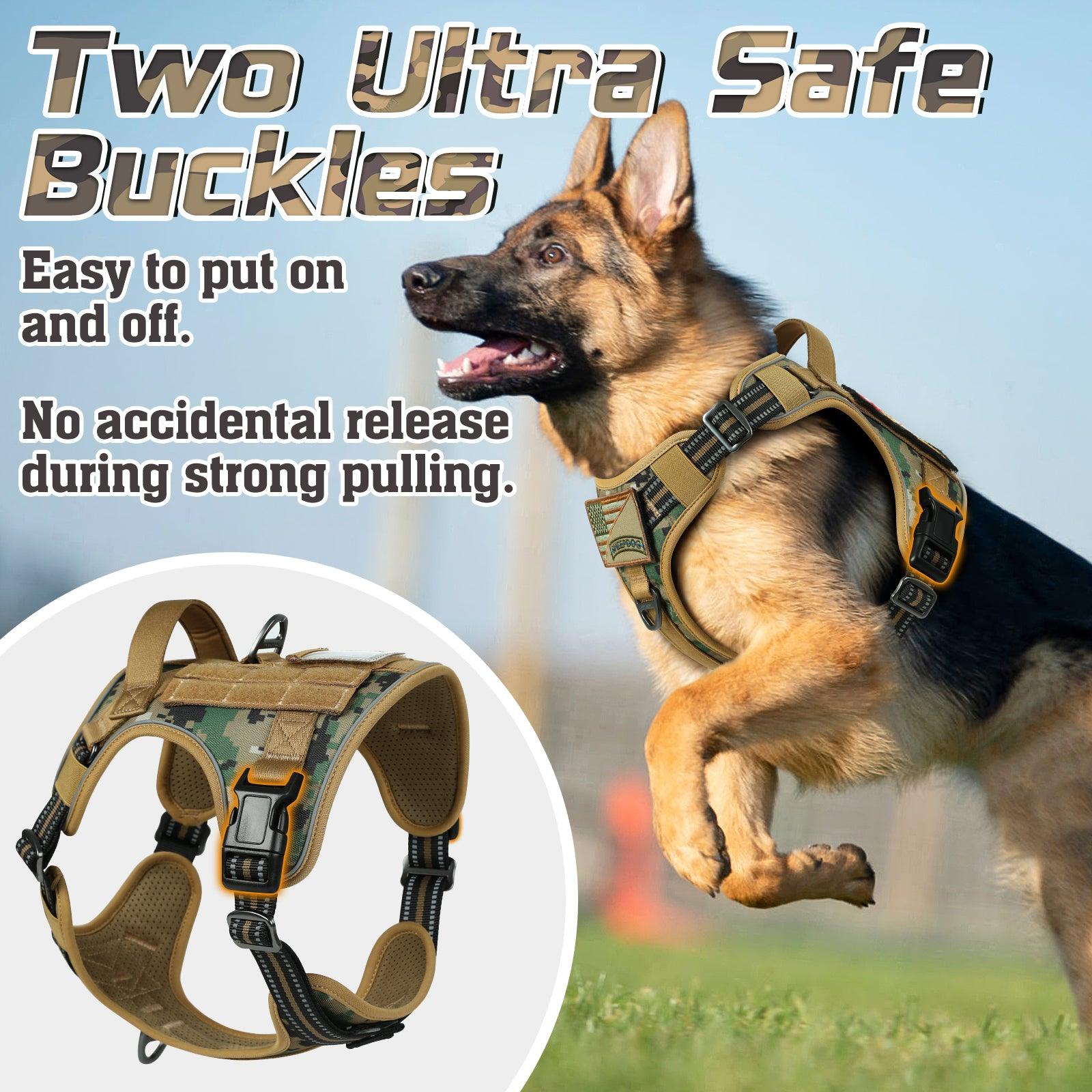 Camo Escape Proof Tactical Dog Vest Harness - Brown camo