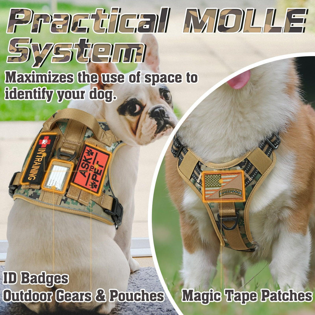 Camo Escape Proof Tactical Dog Harness - Brown camo