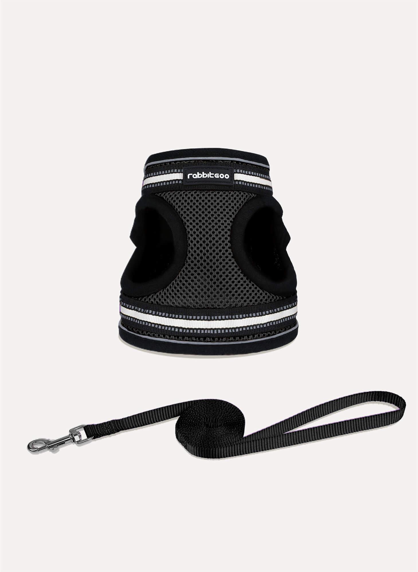 Rabbitgoo Escape Proof Cat Harness and Leash Set, with Reflective Strip - Black