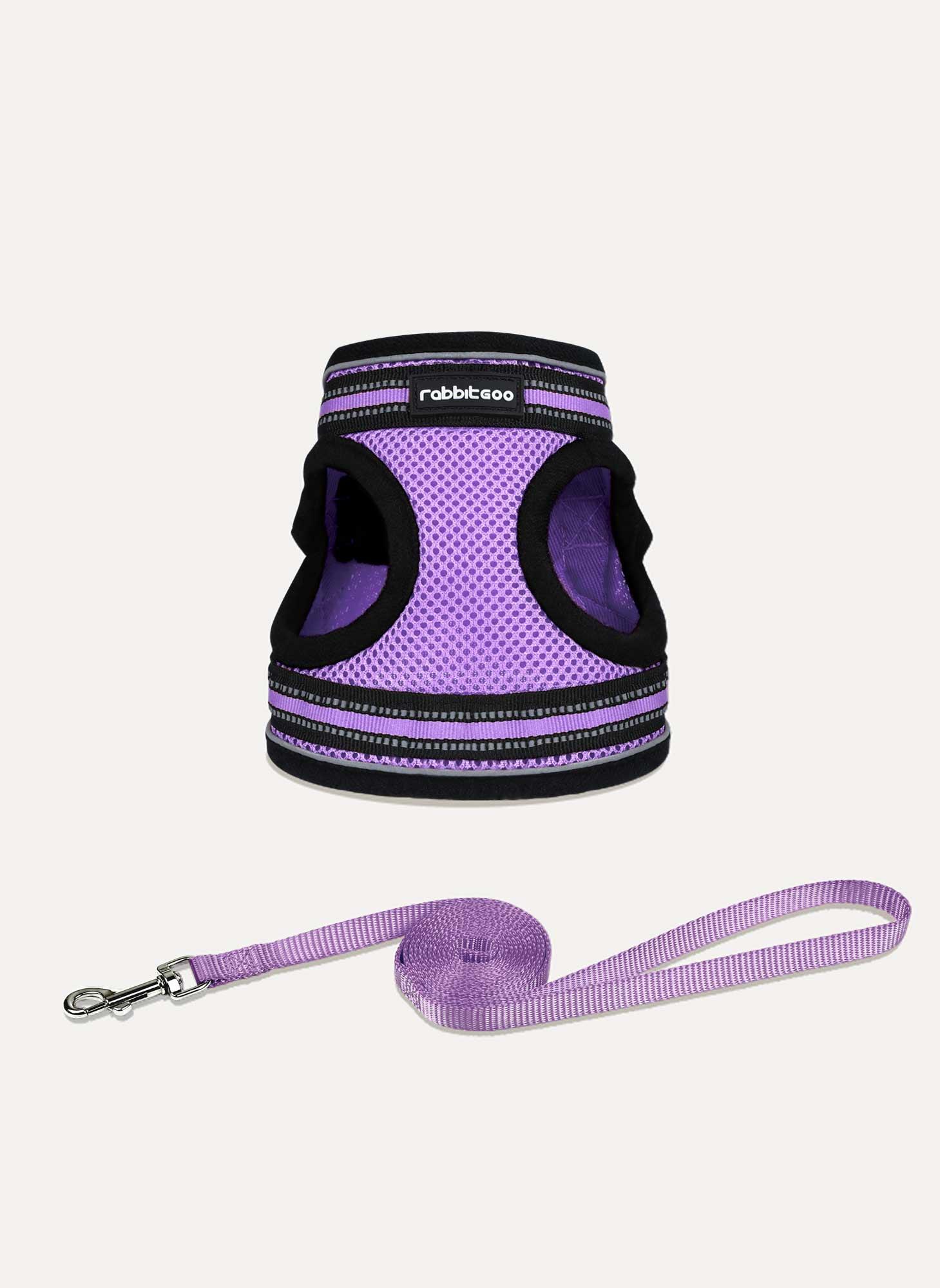 Rabbitgoo Escape Proof Cat Harness and Leash Set, with Reflective Strip - Light purple