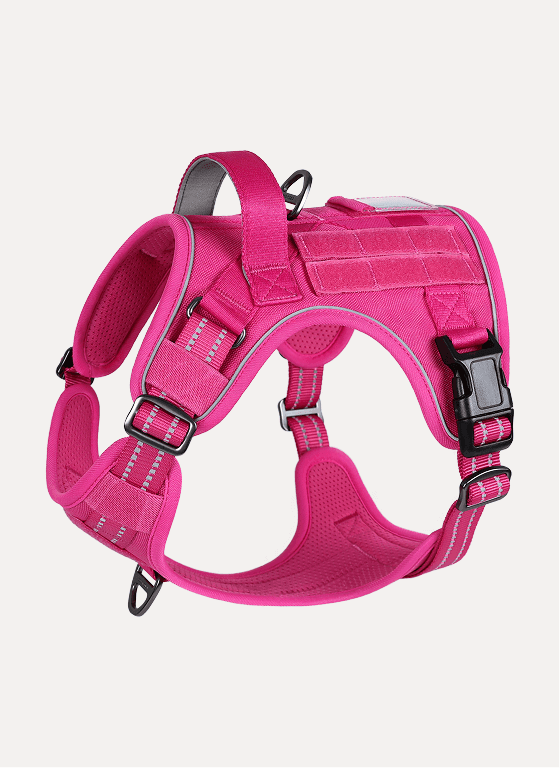 Colorful Escape Proof Tactical Dog Vest Harness - Rose Red 