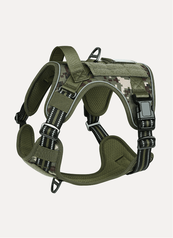 Camo Escape Proof Tactical Dog Harness - Green camo