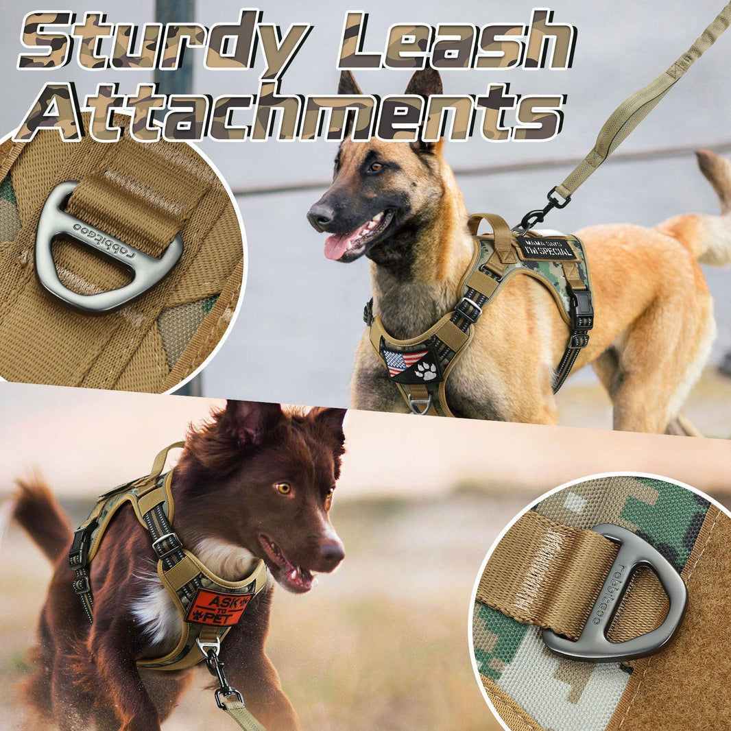 Camo Escape Proof Tactical Dog Harness - Brown camo