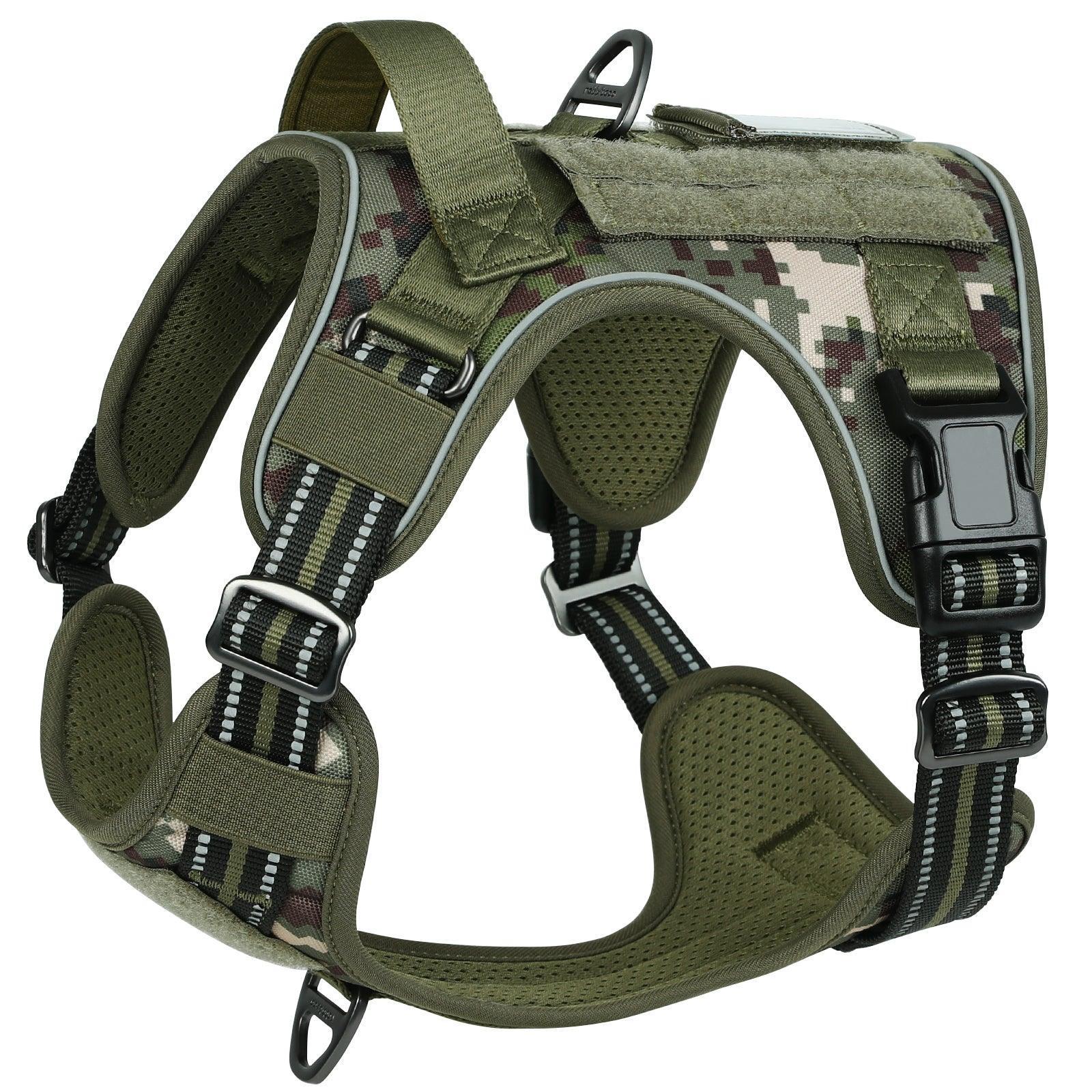 Camo Escape Proof Tatical Dog Harness - Green camo 