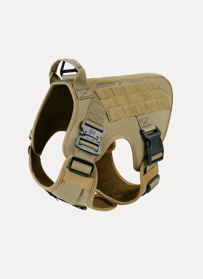 PAWTRENDER Tactical Dog Harness for Large Dogs - Tan 