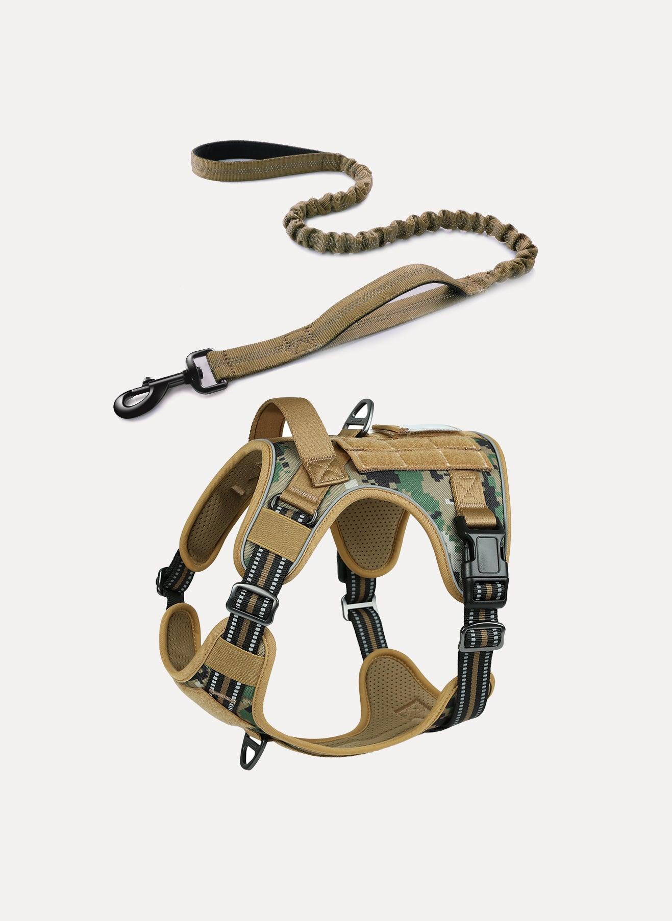 Camo Escape Proof Tactical Dog Harness - Brown camo 