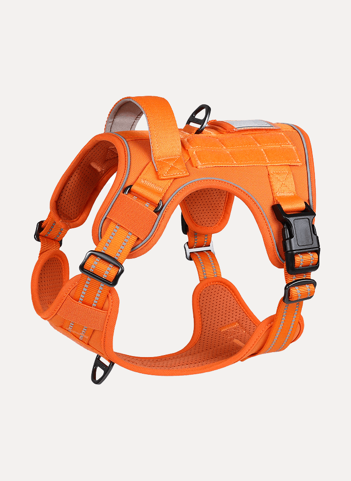 Colorful Escape Proof Tactical Dog Vest Harness - Orange 